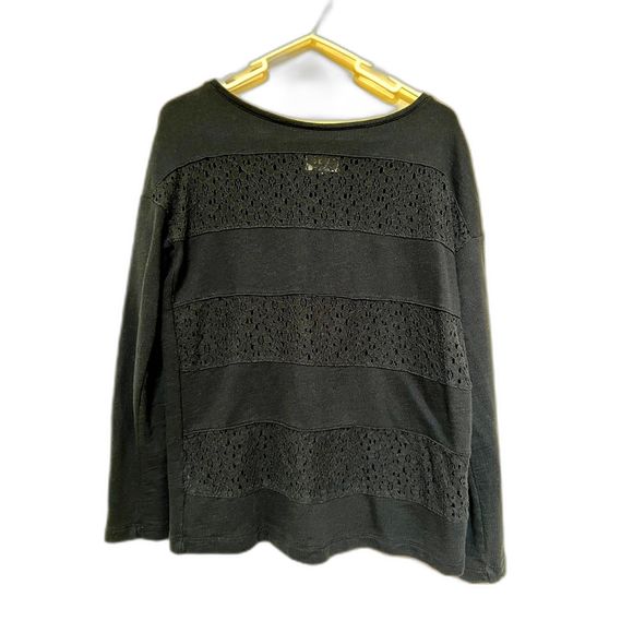 Vintage Lou & Grey women's lace textured knit top, blouse, black, size XS - Picture 1 of 9
